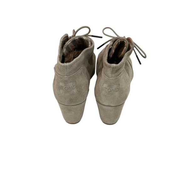 Toms Boots Desert Wedge Heels Lace Up Ankle Booties Beige Suede Comfort - Picture 4 of 9